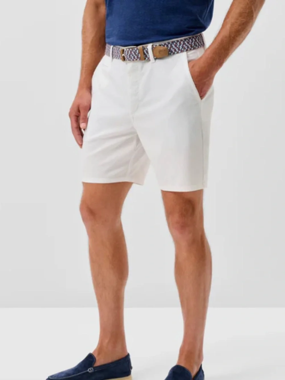 Johnnie O Nassau Cotton Blend Shorts Men’s 35 Inseam 7” White Preppy Beach